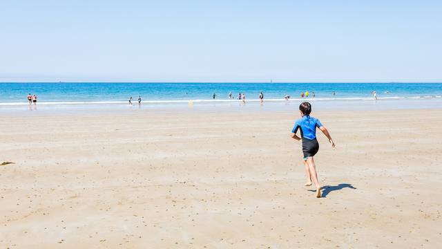 On the beach in Val André